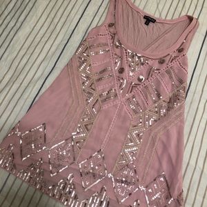 Express Medium Pink Sequin Tank Top